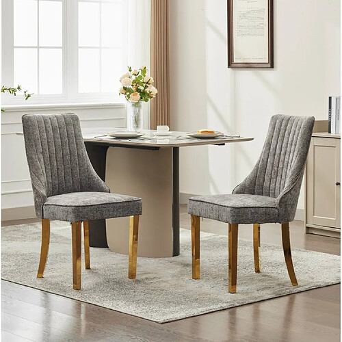 MIVRAY Lot 2 chaises de salle à manger dossier haut confortable, chenille gris
