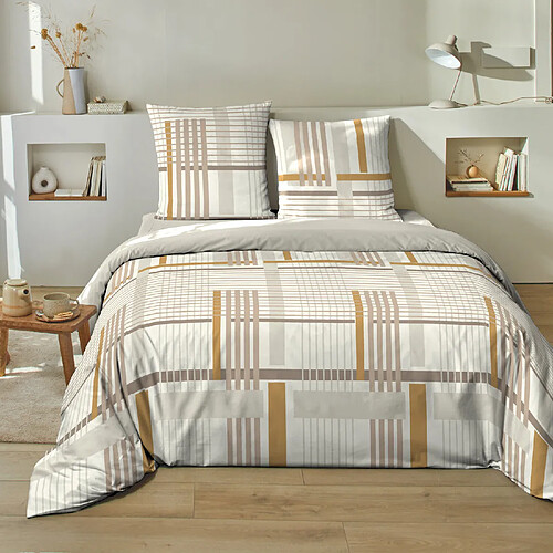 Home Collection Parure housse de couette 100% coton 51 fils eloi