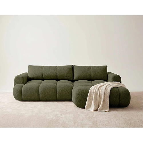 Bestmobilier Yulin - Canapé d'angle droit 4 places convertible avec coffre en tissu bouclette