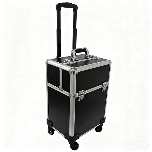 ZMH Valise à Maquillage Noir 2 étages Mallette De Maquillage Trolley à Maquillage Bijoux