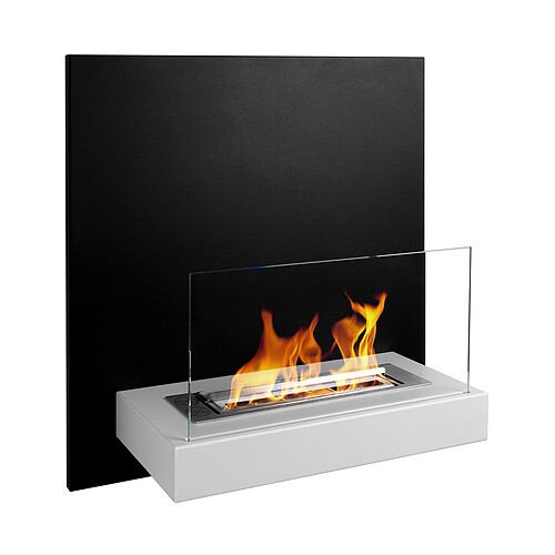 Gmt Cheminée au bioéthanol murale Board Noir et Blanc 45 x 47 cm – Avec vitre, design moderne,