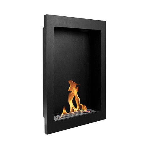 Gmt Cheminée au bioéthanol murale Vertical Noir Mat 61 x 39 cm – Design moderne, puissance 2 kW