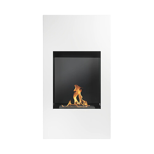 Gmt Cheminée au bioéthanol Modern Blanche Structurée 105 x 55 cm – À poser ou à suspendre, avec