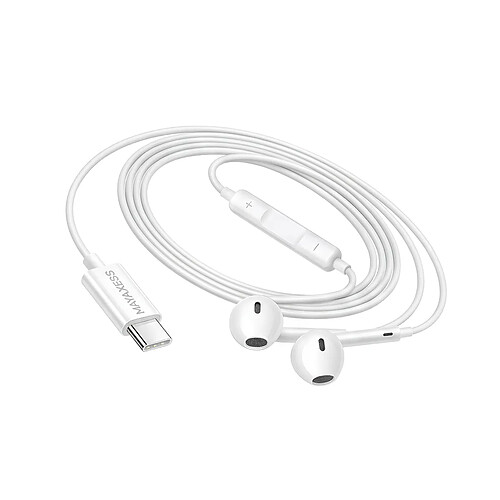 Mayaxess Écouteurs pour Xiaomi 15 Filaires USB-C avec Micro intégré Blanc