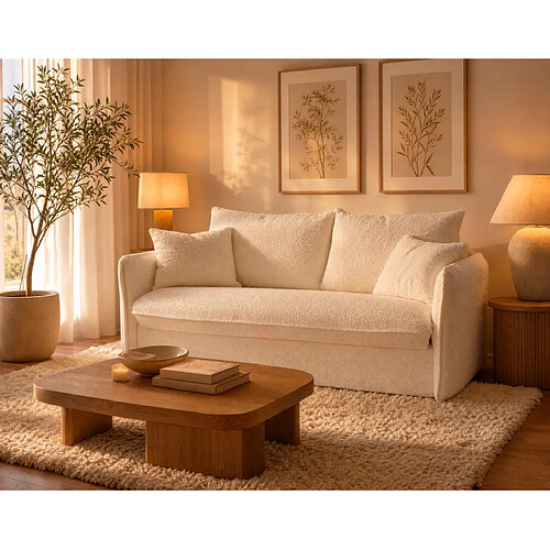 Bestmobilier Gauthier - Canapé 3 places convertible express couchage quotidien 140 cm matelas 14 cm en