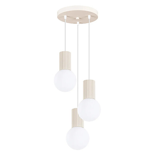 Pure Lume Suspension moderne beige 3 globes verre blanc G9 SFERA