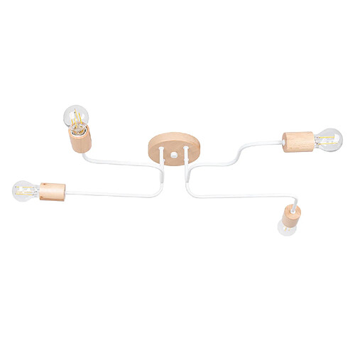 Pure Lume Plafonnier industriel blanc bois 4xE27 PALMOS Pure