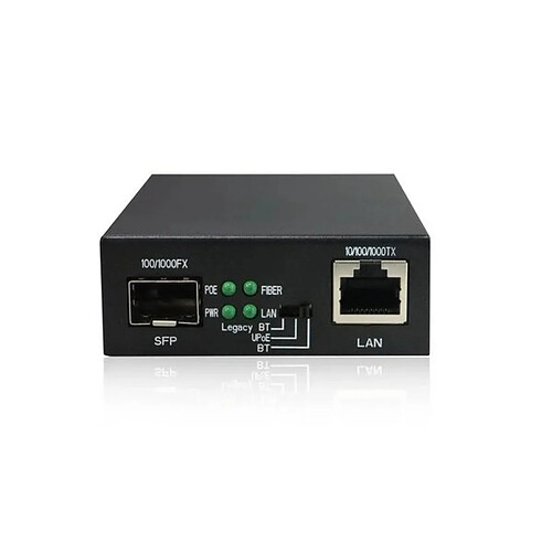DEXLAN Convertisseur RJ45 10/100/1000 PoE++ 60W - Fibre SFP Gigabit