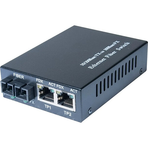 Dexlan Convertisseur Fibre 100FX Multimode SC 2KM vers 2x RJ45 10/100