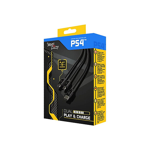 LEXIP X STEELPLAY Cable Dual Play & Charge Pour Manettes Noir PS4