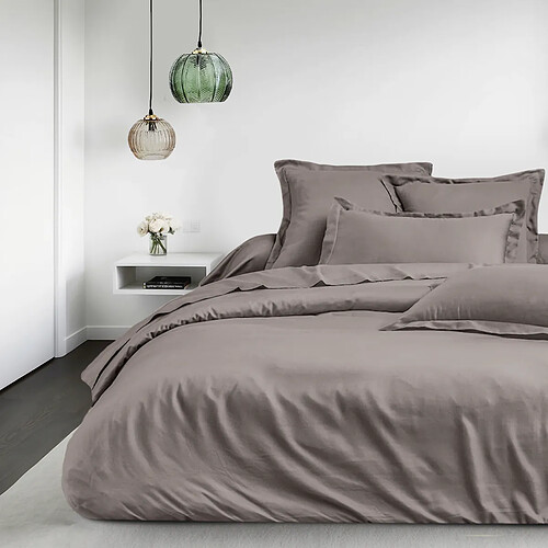 BLANC AVENUE Housse de couette satin de coton gris