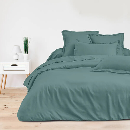 BLANC AVENUE Housse de couette satin de coton céladon