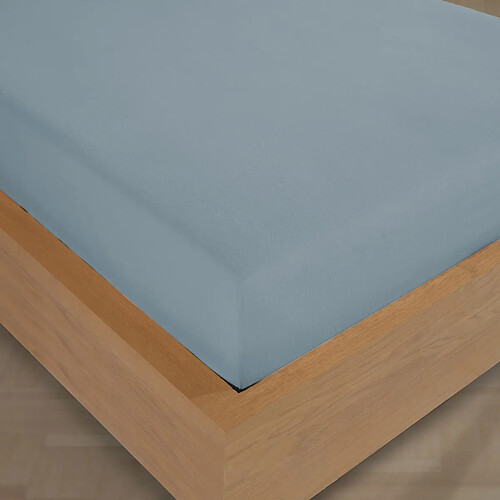 BLANC AVENUE Drap housse Flanelle de coton bleu
