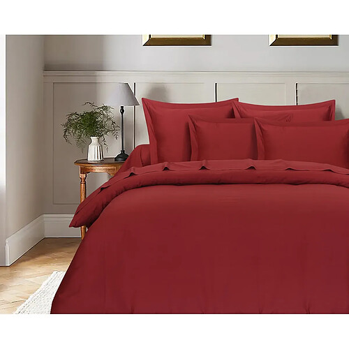 BLANC AVENUE Housse de couette satin de coton bordeaux