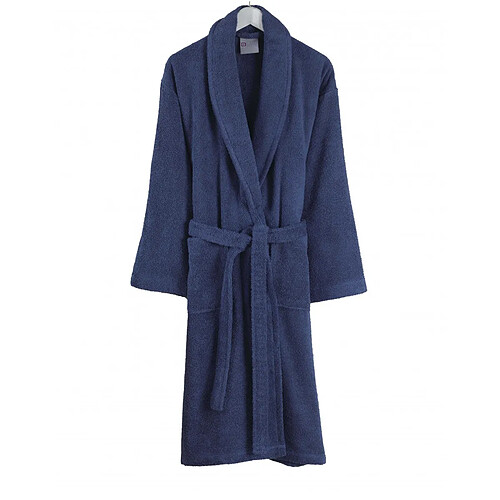 BLANC AVENUE Peignoir homme 100% coton bleu marine