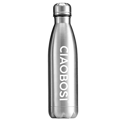 Avizar Bouteille Isotherme 500ml Design Fuselé avec Bouchon Anti-fuite Argent