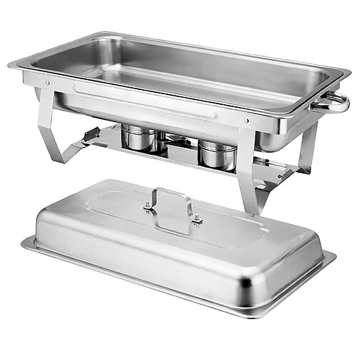 Silva Homeline Homeline Chauffe-plats Rectangulaire 11L Simple Compartiment en Inox avec Couvercle Argent