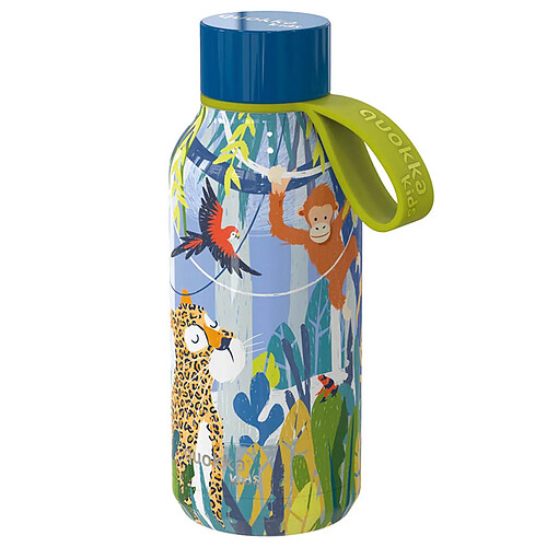 Quokka Bouteille Isotherme 330ml Modèle Solid Kids avec Sangle et Motif Jungle Multicolore