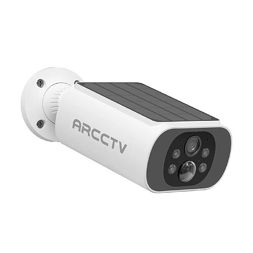 Caméra de Surveillance ARCCTV 4MP Panneau Solaire,Vision Nocturne Couleur,Blanc