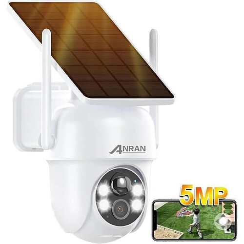 Caméra de Surveillance Exterieur sans fil-5MP 360°Camera+Panneau solaire-ANRAN Q4 Max Blanc