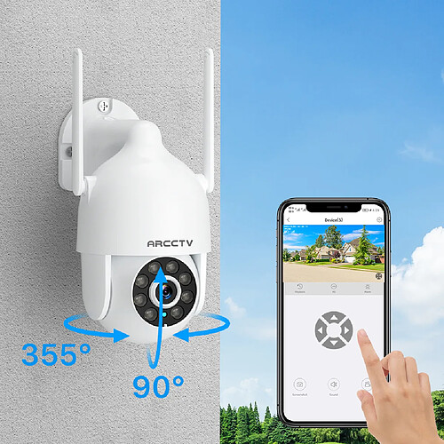 Caméra de Surveillance ARCCTV 360°PTZ,Audio Bidirectionnel,Suivi automatique