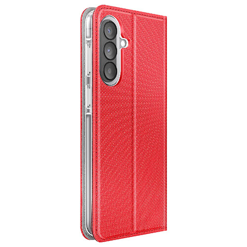 Avizar Étui pour Galaxy A57 Texturé Strié avec Fonction Support et Porte-cartes Rouge