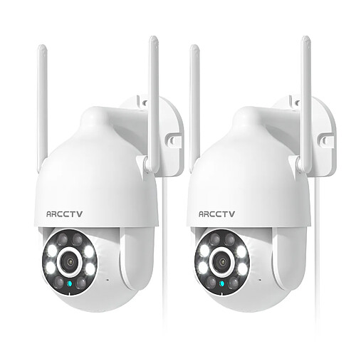 Caméra de Surveillance-Filaire 360°PTZ 3MP-Audio Bidirectionnel,ARCCTV P2-2PCS