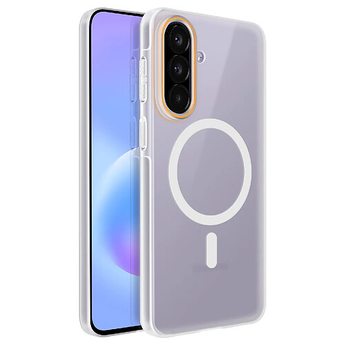 Avizar Coque MagSafe pour Galaxy A57 Effet Givrée avec Contour Caméra Surélevé Blanc