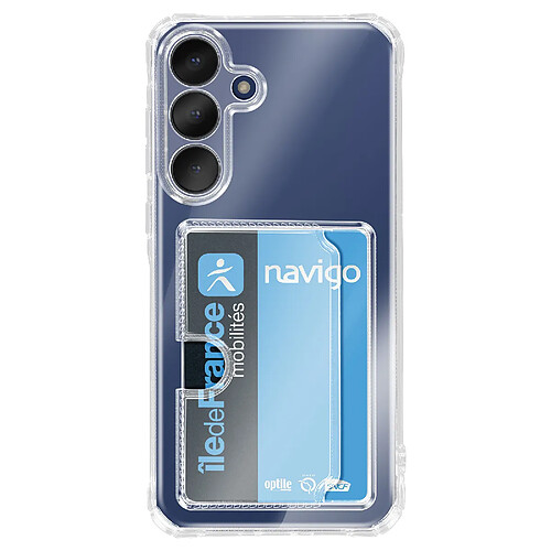 Avizar Coque pour Galaxy S25 FE avec Porte-cartes Intégré et Coins Renforcés Transparent