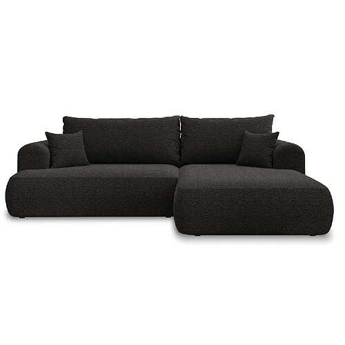 INTENSE DECO Canapé d'angle droit convertible Velaro Bouclette Noir