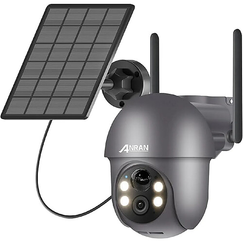 Caméra de Surveillance Exterieur sans fil solaire-3MP 360°PTZ+Panneau Solaire-ANRAN Q1 Gris