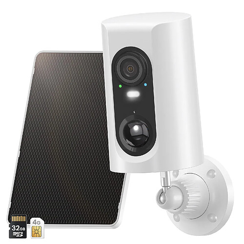 ANRAN 3G/4G LTE 2K Caméra de Surveillance Extérieure sans Fil Solaire+ Carte SIM+32Go Carte SD