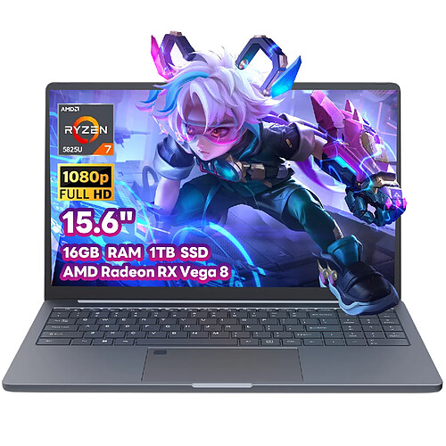 Ninkear PC Portable 15,6" Full HD AMD Ryzen 7 5825U - 16GB RAM, 1TB SSD - Ordinateur Portable