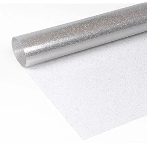 Toile cirée Nappe de table Transparente Paillette Argent – Ronde 140 cm – Livraison sans plis