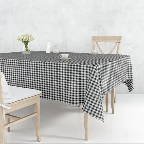 Toile cirée Nappe à carreaux noir et blanc – 140 x 150 cm – Livraison sans plis