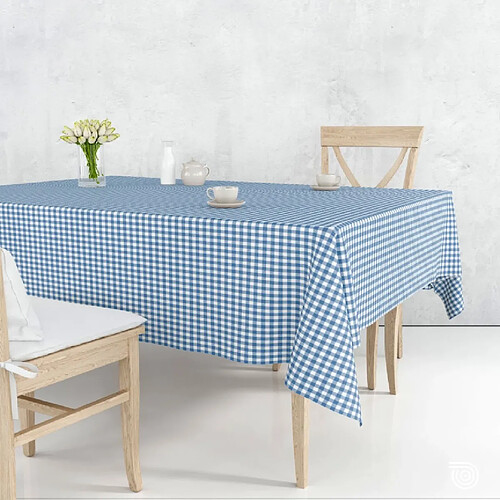 Toile cirée Nappe à carreaux bleu et blanc – 140 x 150 cm – Livraison sans plis