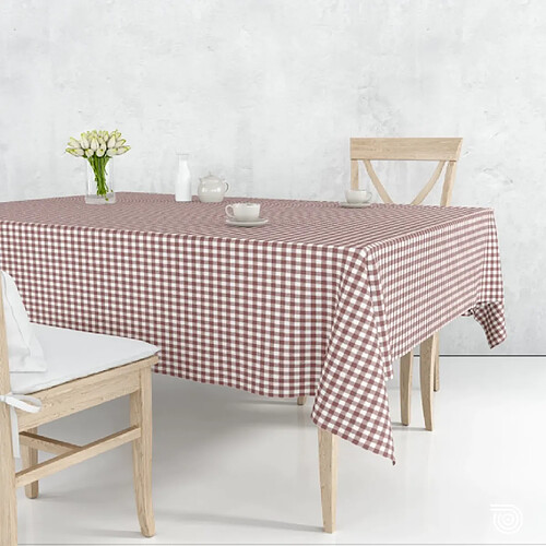Toile cirée Nappe à carreaux chocolat et blanc – Rouleau de 20 ml – Livraison sans plis