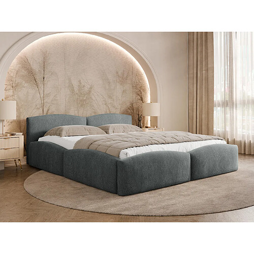 Bestmobilier Carla - lit coffre - 140x200 cm - velours texturé - sommier inclus
