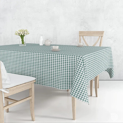 Toile cirée Nappe à carreaux vert et blanc – 140 x 200 cm – Livraison sans plis