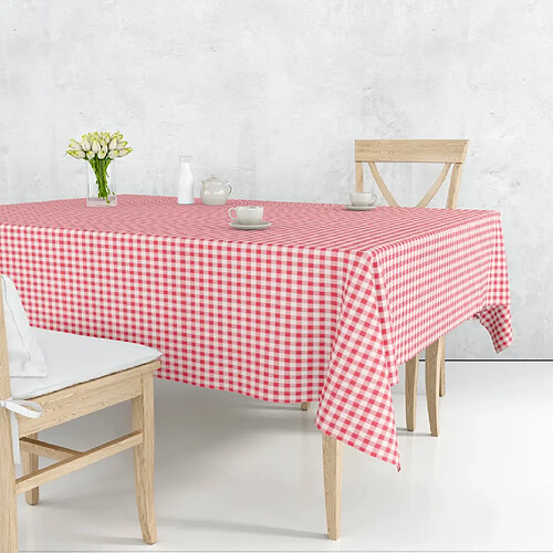 Toile cirée Nappe à carreaux rouge et blanc – 140 x 240 cm – Livraison sans plis