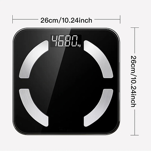 INF Pèse-personne intelligent rechargeable avec rétroéclairage LCD, Type-C 300mAH, Bluetooth 4