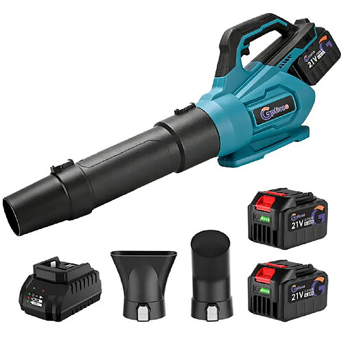 Souffleur feuilles sans fil - 2x21V 6Ah, brushless, vitesse var., 172 km/h, 3 buses