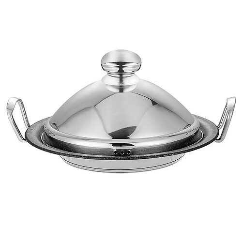 Cocktail Signature Signature Marmite à Tajine en Acier Inoxydable 30cm avec Couvercle Dôme Vapeur Argent