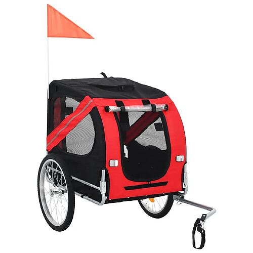 vidaXL Remorque de vélo pour animaux de compagnie rouge et noir