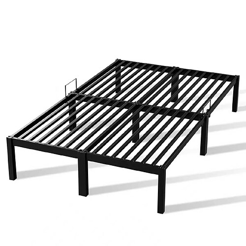 HOMAVO Cadre de lit métal 160x200 cm - Noir