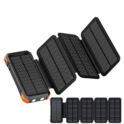 VURAHOME Power Bank Solaire 20000mAh Portable 4in1 Panneaux Solaires Amovibles - orange
