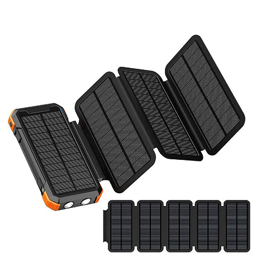 VURAHOME Ensemble Power Bank Solaire 20000mAh Portable 3in1 5in1 Panneaux Solaires Amovible