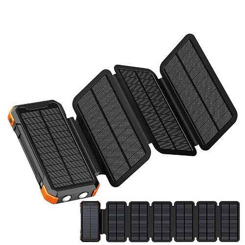 VURAHOME Power Bank Solaire 20000mAh Portable 6in1 Panneaux Solaires Amovibles - orange