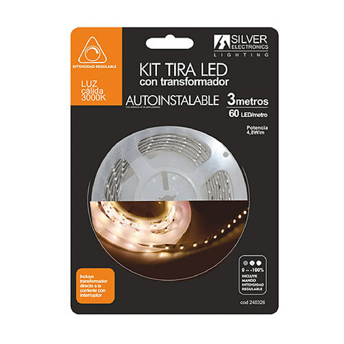 KIT Bande LED dimmable Silver Electronics 3m 4,8W/m 3.000K 255lm/m