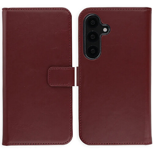 Selencia Étui portefeuille en cuir véritable pour Samsung Galaxy S25 - Burgundy